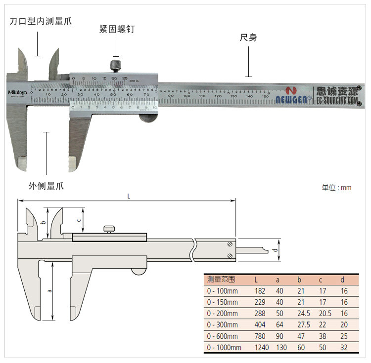 三豐Mitutoyo游標卡尺-分度值0.02mm 530-312 530-118 530-119